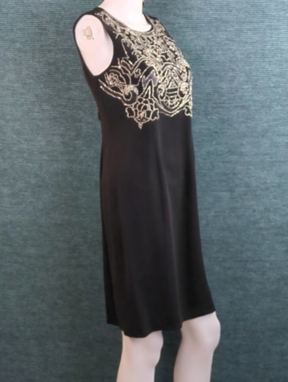 Vintage 90s Carole Little Petites Beaded Little Black Dress - Picture 12 of 16